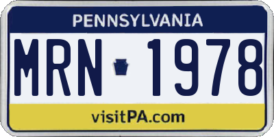 PA license plate MRN1978
