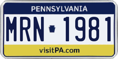 PA license plate MRN1981