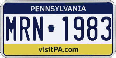 PA license plate MRN1983