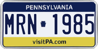PA license plate MRN1985