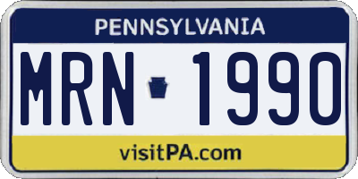 PA license plate MRN1990