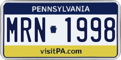 PA license plate MRN1998
