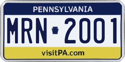 PA license plate MRN2001