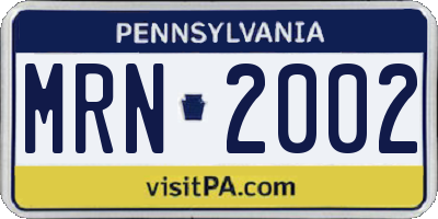 PA license plate MRN2002