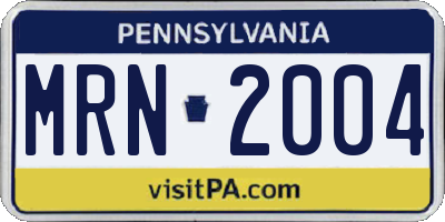 PA license plate MRN2004