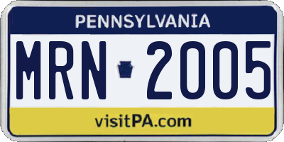 PA license plate MRN2005