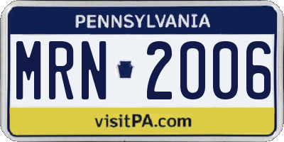 PA license plate MRN2006