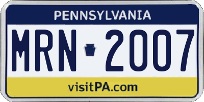 PA license plate MRN2007