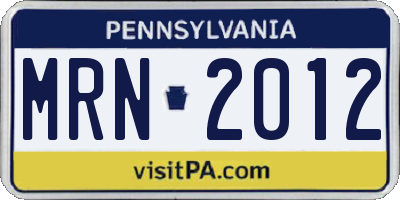 PA license plate MRN2012
