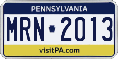 PA license plate MRN2013