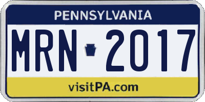 PA license plate MRN2017