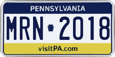 PA license plate MRN2018