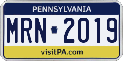 PA license plate MRN2019