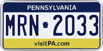 PA license plate MRN2033