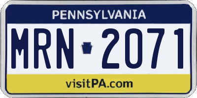 PA license plate MRN2071