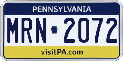 PA license plate MRN2072