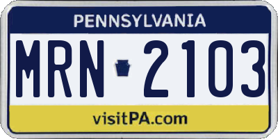PA license plate MRN2103