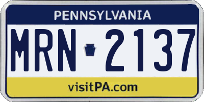PA license plate MRN2137
