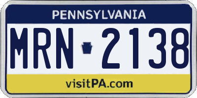 PA license plate MRN2138