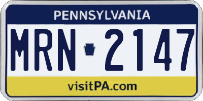 PA license plate MRN2147