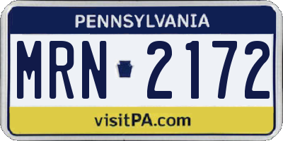 PA license plate MRN2172
