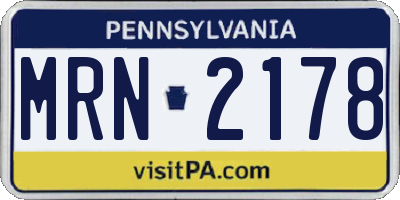 PA license plate MRN2178