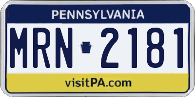 PA license plate MRN2181