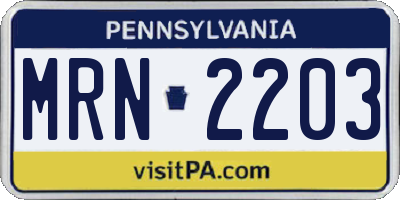 PA license plate MRN2203