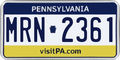 PA license plate MRN2361