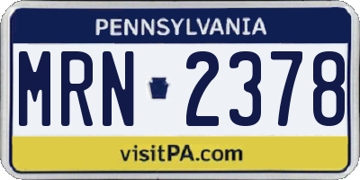 PA license plate MRN2378