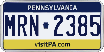 PA license plate MRN2385