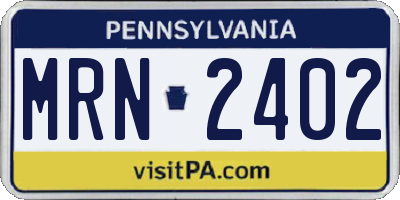 PA license plate MRN2402