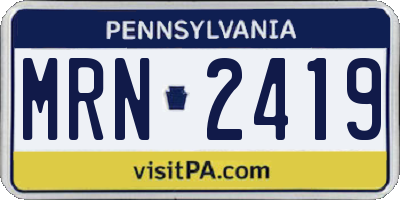 PA license plate MRN2419