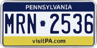 PA license plate MRN2536