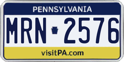 PA license plate MRN2576