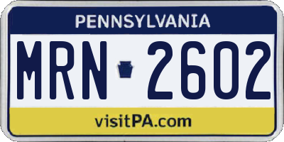 PA license plate MRN2602