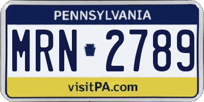 PA license plate MRN2789