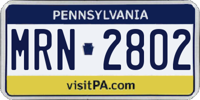 PA license plate MRN2802