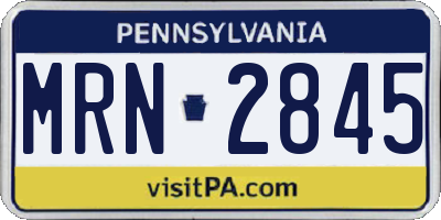 PA license plate MRN2845