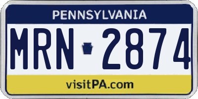 PA license plate MRN2874