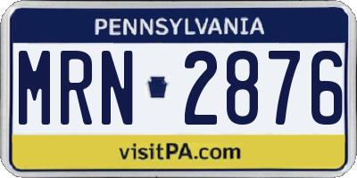 PA license plate MRN2876