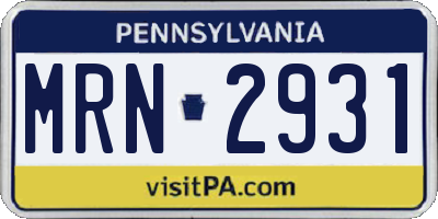 PA license plate MRN2931