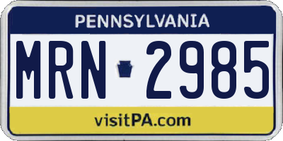 PA license plate MRN2985