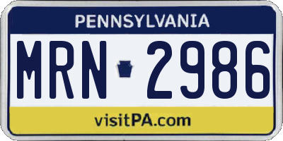 PA license plate MRN2986