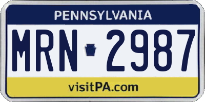 PA license plate MRN2987