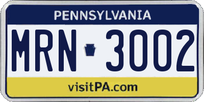 PA license plate MRN3002
