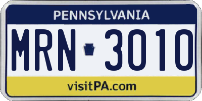 PA license plate MRN3010