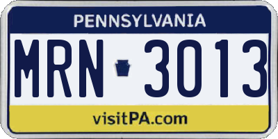PA license plate MRN3013