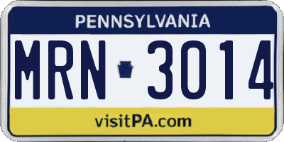 PA license plate MRN3014