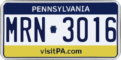PA license plate MRN3016